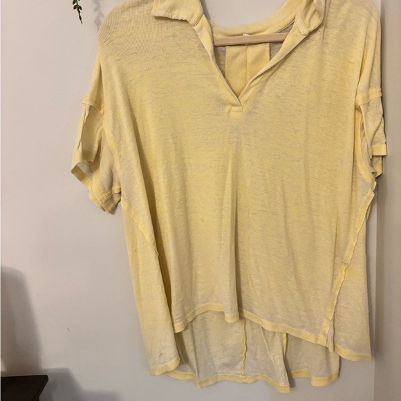 Jane and Delancey Tops - Jane and Delancey Light Yellow Short Sleeve Top
